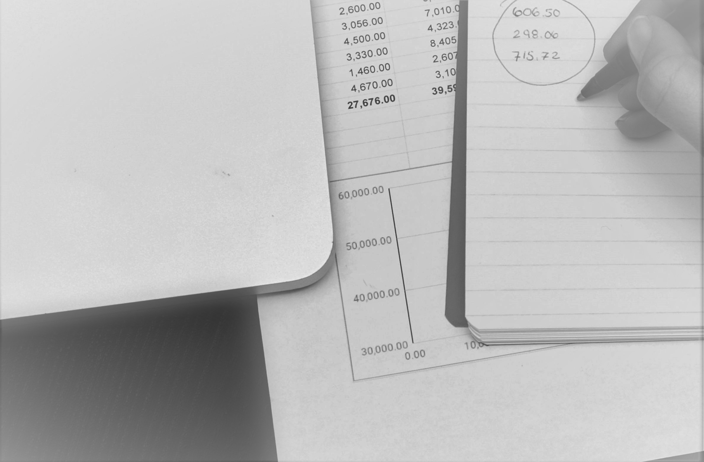 Des chiffres et des calculs sur des feuilles de papier