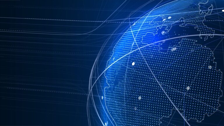 An abstract globe made of digital lines