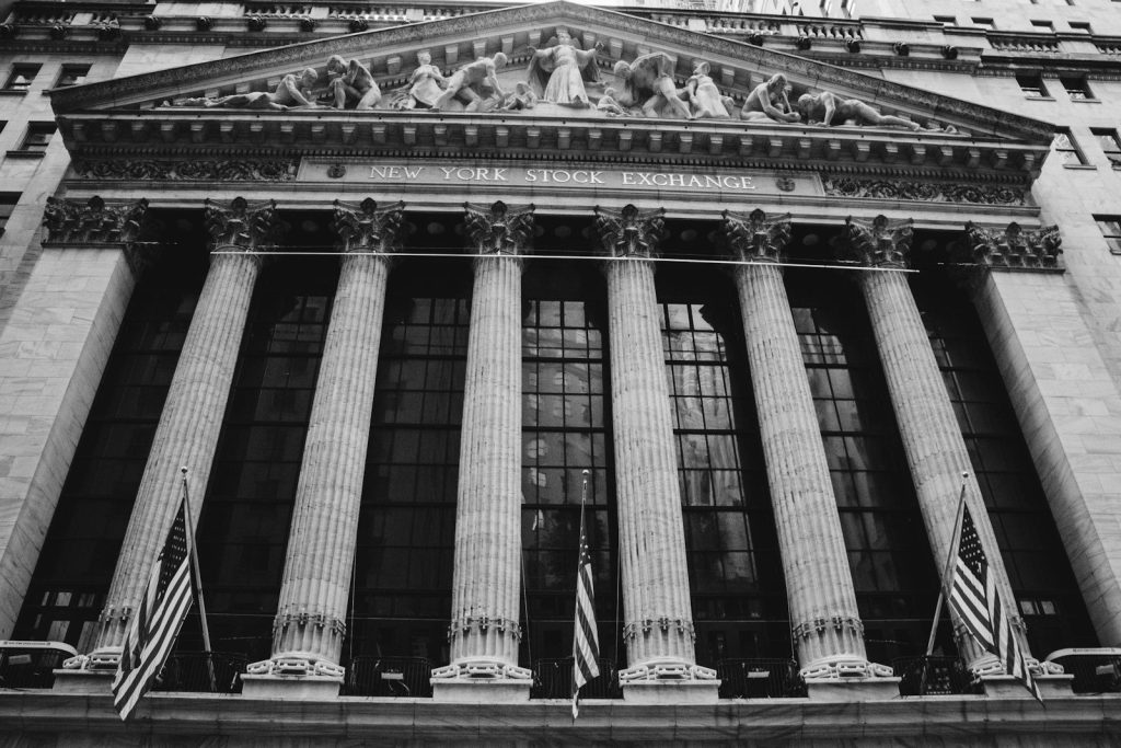 The columned facade of the New York Stock Exchange
